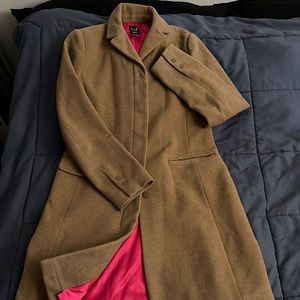 Gap Tan & Pink Long Button Up Peacoat - S